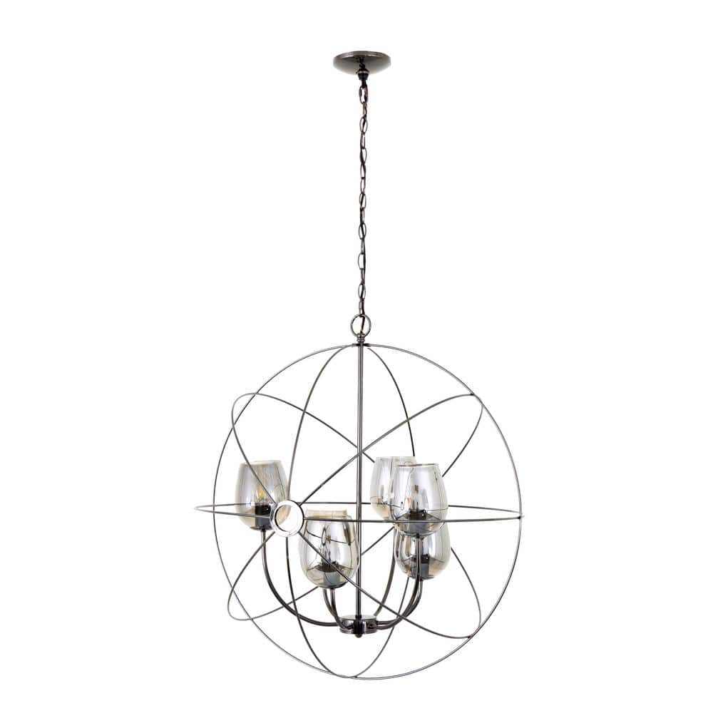 Yosemite Home Decor 6Light Black Chrome Cristobal Chandelier with