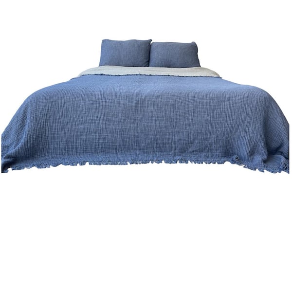 Muslin Blue Soft Cotton King Size Sham (Set of 2)
