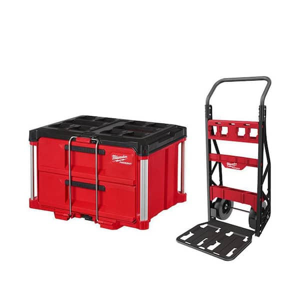 Milwaukee PACKOUT 20 in. 2-Wheel Utility Cart with 2-Drawer Tool Box