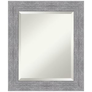 Medium Rectangle Bark Rustic Grey Beveled Glass Casual Mirror (25.25 in. H x 21.25 in. W)
