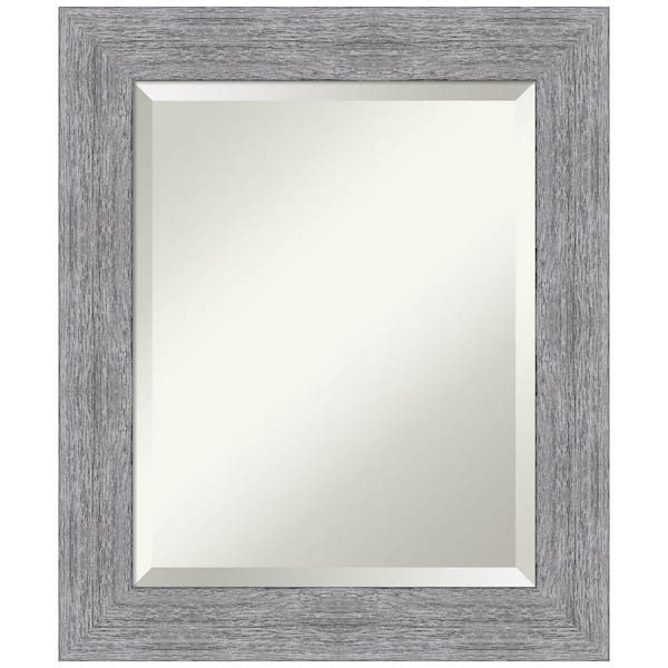 Amanti Art Medium Rectangle Bark Rustic Grey Beveled Glass Casual Mirror (25.25 in. H x 21.25 in. W)