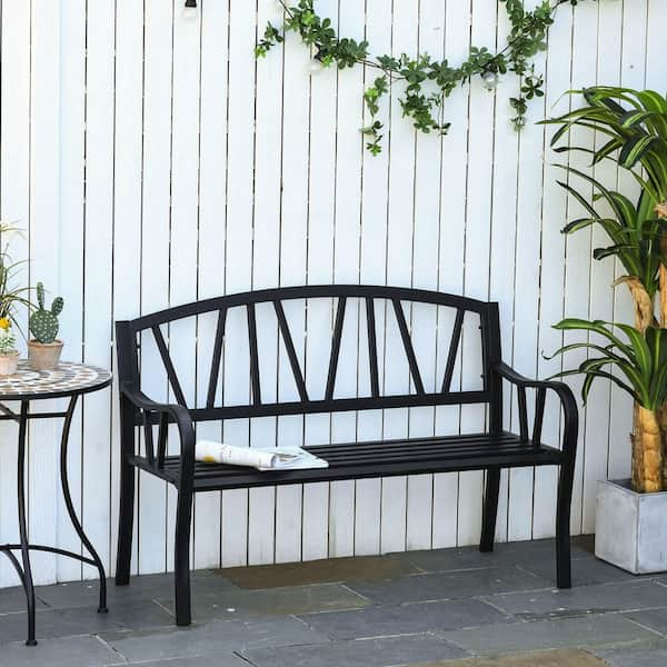 small metal outdoor bench