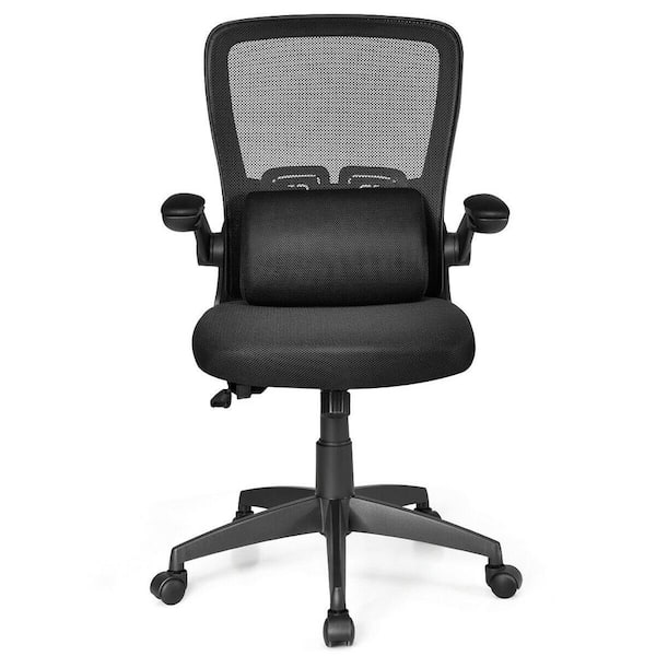 SONGMICS Office Chair, Desk Chair with Mesh Back, Ergonomic Computer Chair,  with Adjustable Lumbar Support Cushion, Rocking Function, 53 cm Wide Seat,  Flip-Up Armrests, Black OBN37BKUK : : Home & Kitchen