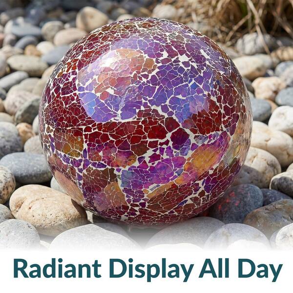 Sunnydaze Pearl Pink Crackled Glass Mosaic Gazing Globe - 10 in