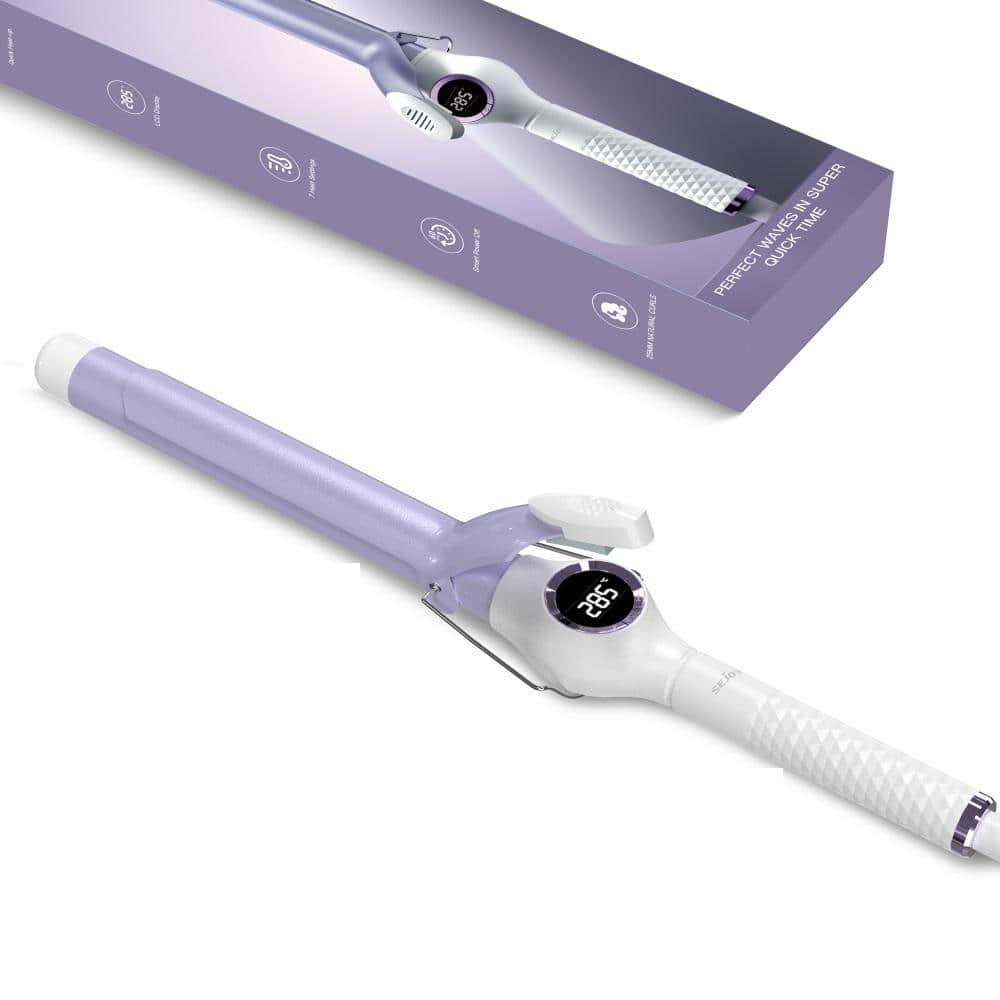 Ceramic Hair Curling Iron with Digital Temp Control, Purple