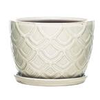 Wanda Medium 8.3 in. x 6 in. 4 qt. White Ceramic Indoor Pot