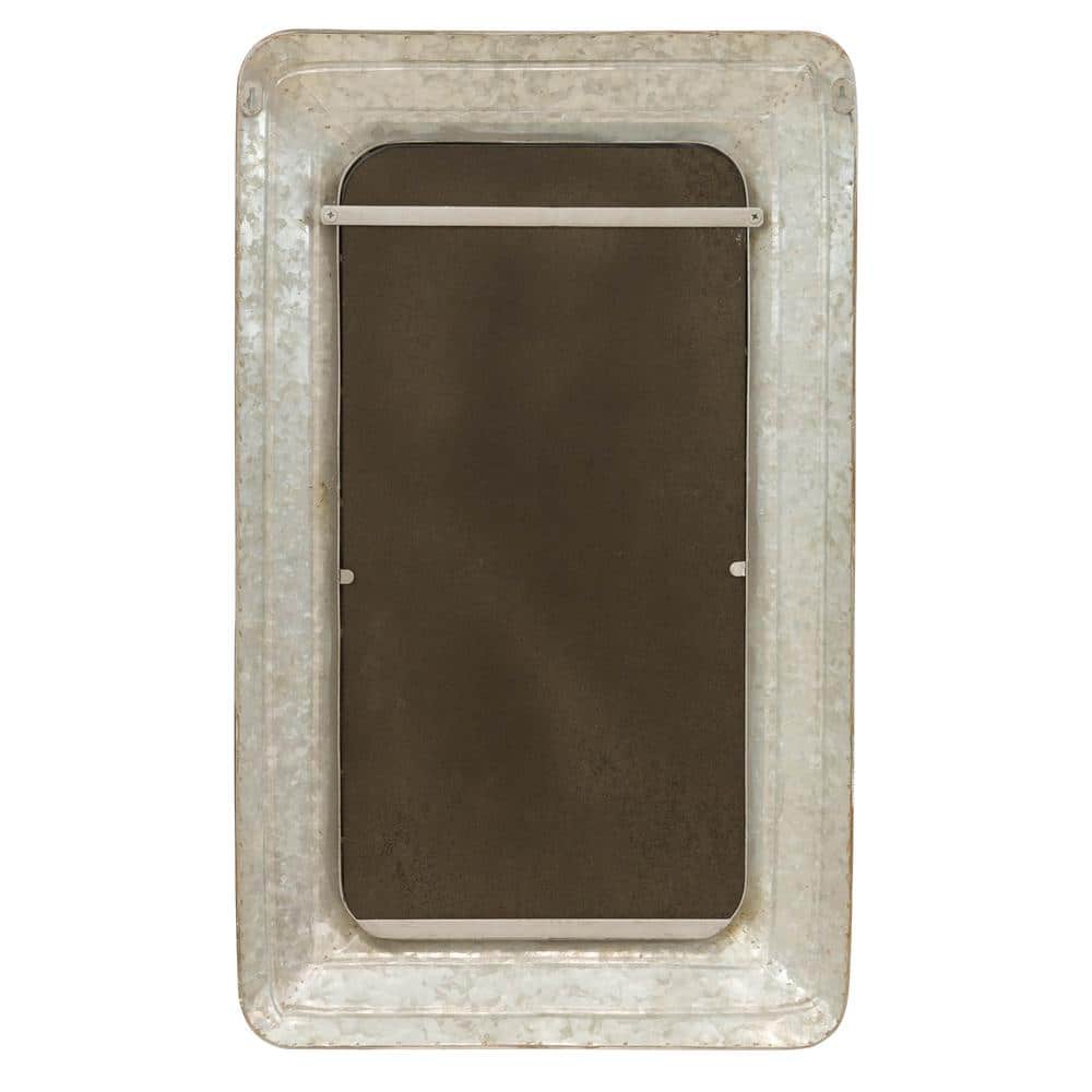 Jaycee Distressed White Metal Rectangular Wall Mirror