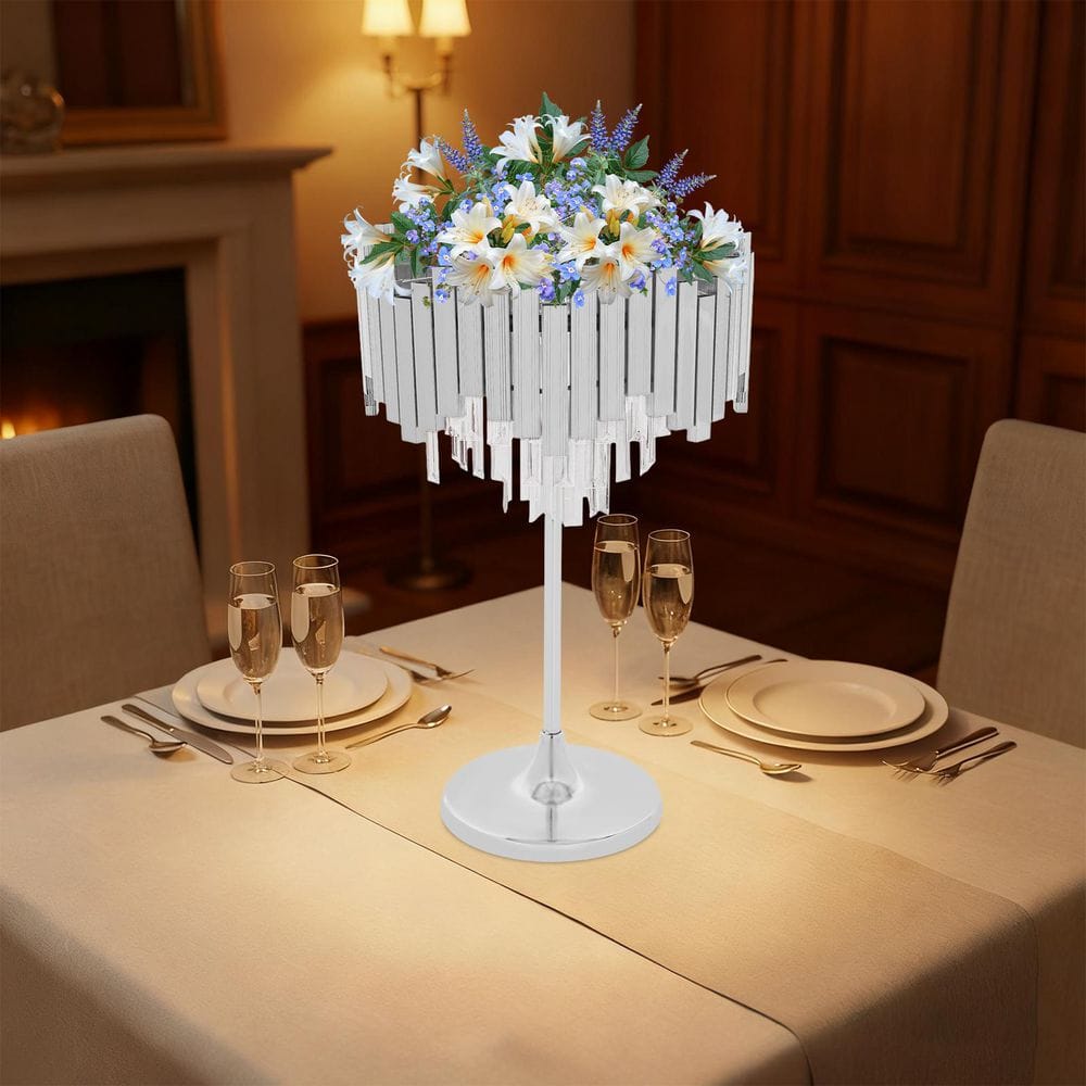 Silver 15 in. x 26.7 in. Metal Iron Acrylic Decorative Pendants Decorative Stand for Wedding Birthday Party Events price history on PriceWatchPro