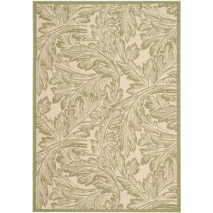 Courtyard Natural/Olive 8 ft. x 11 ft. Border Indoor/Outdoor Patio  Area Rug