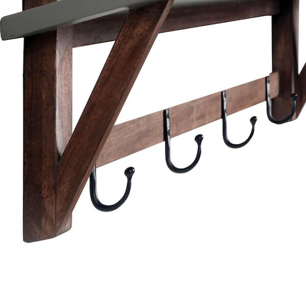 Alaterre Furniture Claremont 40L Rustic Wood Coat Hook with Shelf