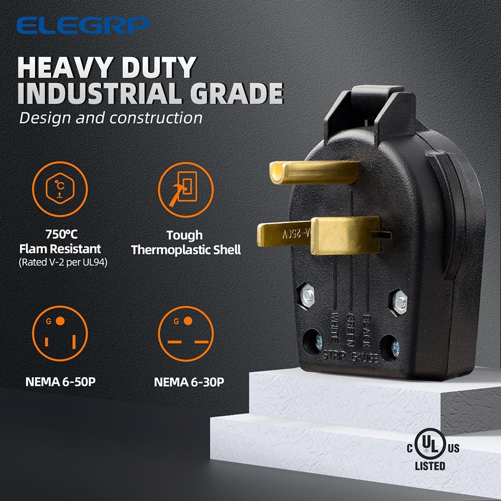 Heavy Duty Black PVC Tamper Resistant Single Outlet Plug