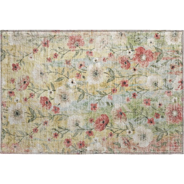 Mayfield Premium Machine Washable Abstract AMF2403 Tan 2 ft. x 3 ft. Accent Rug