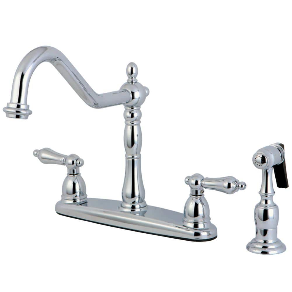 Heritage 2-Handle Standard Kitchen Faucet with Side Sprayer in Polished Chrome price history on PriceWatchPro