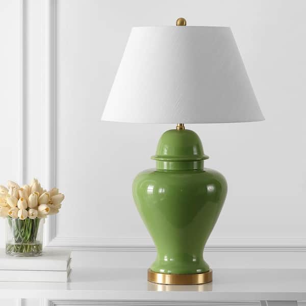 JONATHAN Y Sagwa 33 in. Green Ceramic/Iron Modern Classic LED