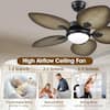 Kviflon 44 in. Black Retro Ceiling Fan with LED & Remote