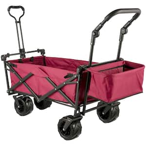 Extra Large Collapsible Garden Cart with Canopy, 3 cu. ft. Folding Utility Wagon with Wheels for Gardening, Steel Bin