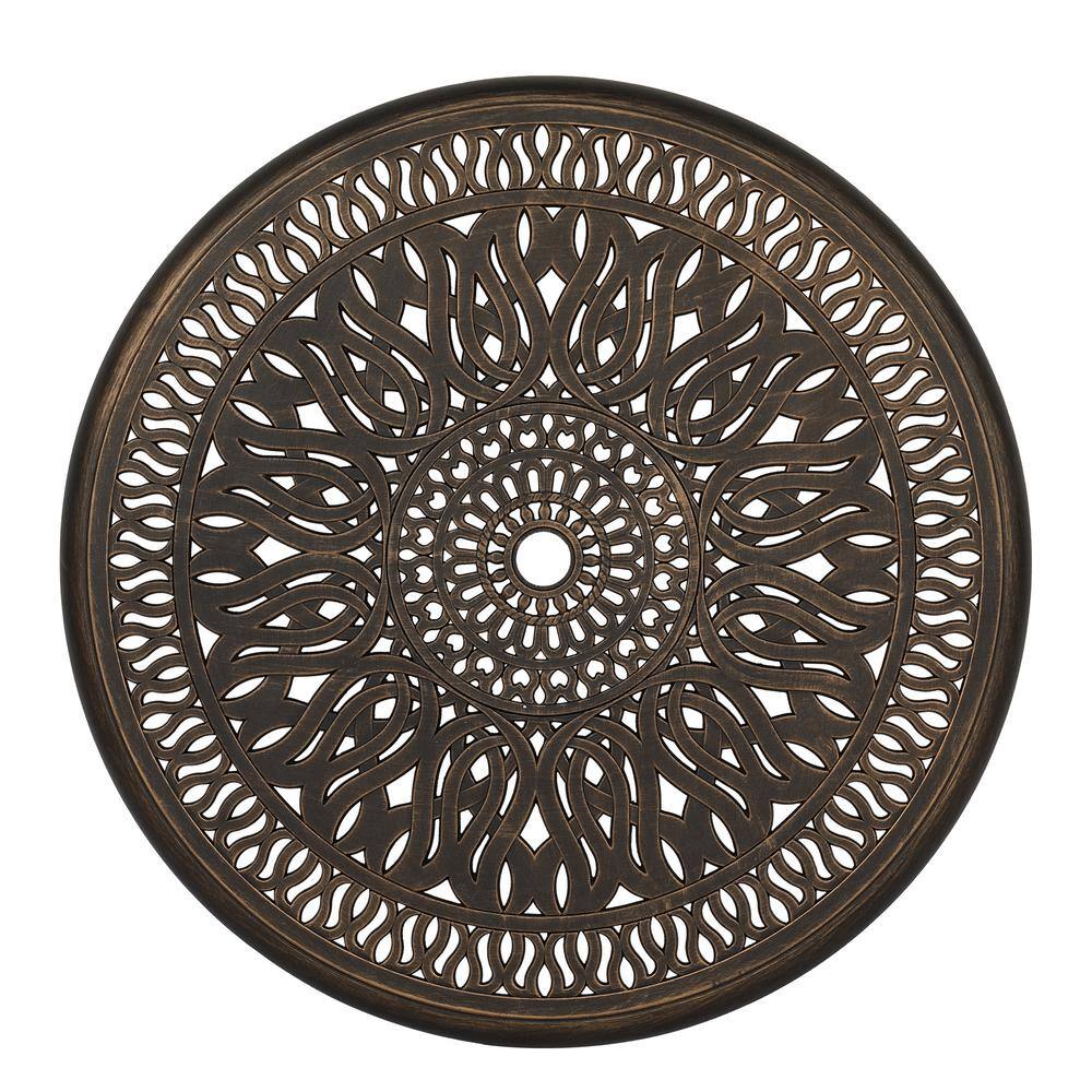 Bronze Round Cast Aluminum Outdoor Dining Table