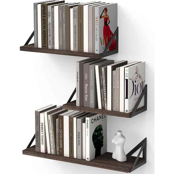 Cubilan 16.5 in. W x 5.5 in. D Rustic Gray Wood Composite Decorative Wall Shelf, Set of 3