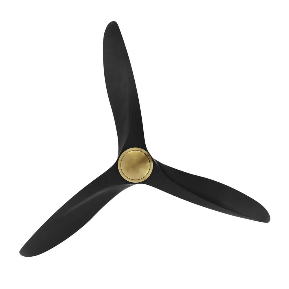52'' Gold and Black Solid Wood 3-Blade Ceiling Fan with Remote