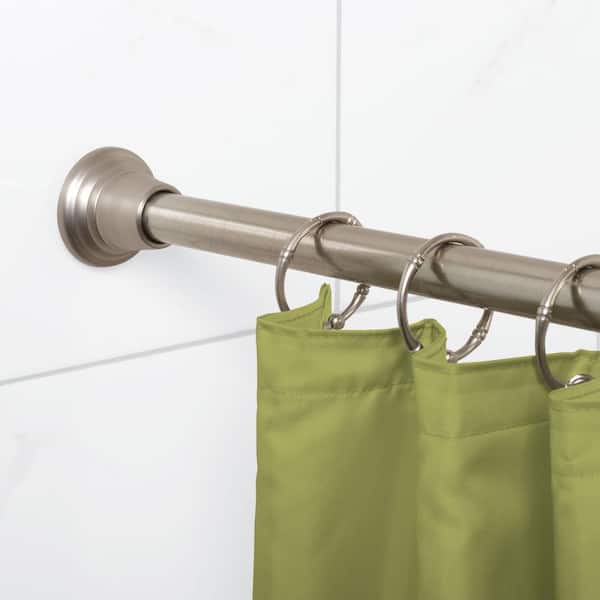 NeverRust Decorative Finial 46 in. to 72 in. Aluminum Adjustable Tension No-Tools Shower Curtain Rod in Brushed Nickel