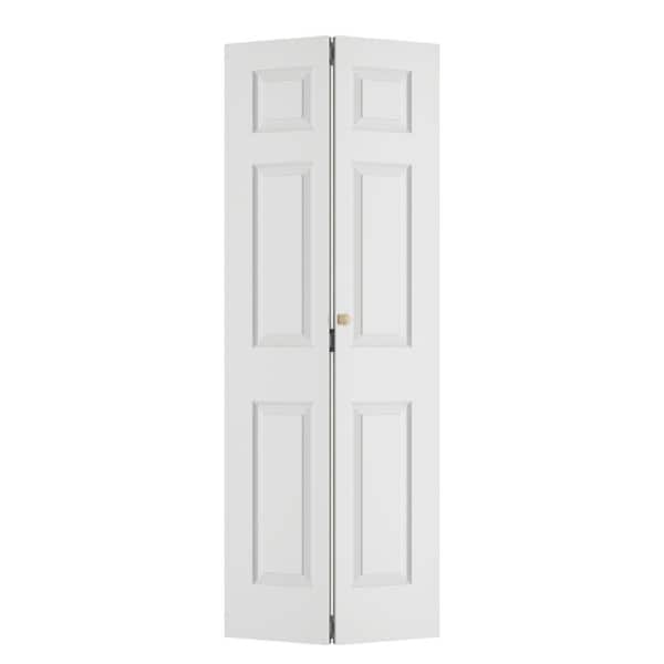 28 in. x 78.4 in. 3-Panel Hollow Core White Primed Composite MDF Bi-Fold Door with Hardware Kit