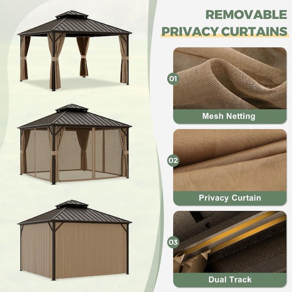 Shade Graphix 12 ft. x 12 ft. Metal Double-Roof Hardtop Gazebo