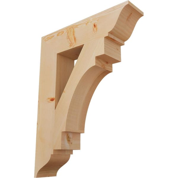 Ekena Millwork 5.5 in. x 34 in. x 26 in. Douglas Fir Merced Traditional Smooth Bracket