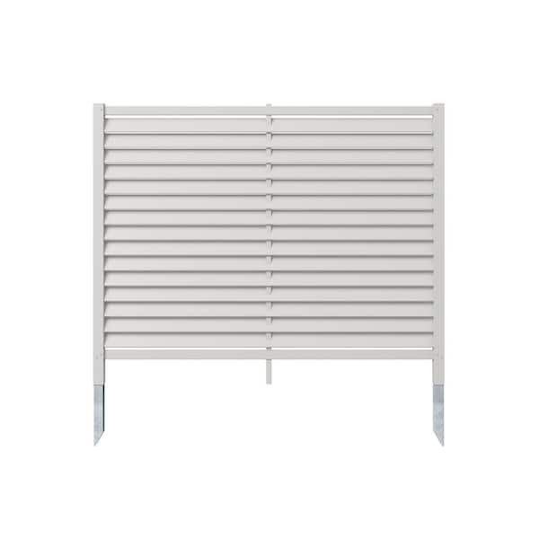 4 ft. H x 5 ft. W Savannah Louvered No Dig White Vinyl Decorative Privacy Flat Top Fence Panel Screen Kit
