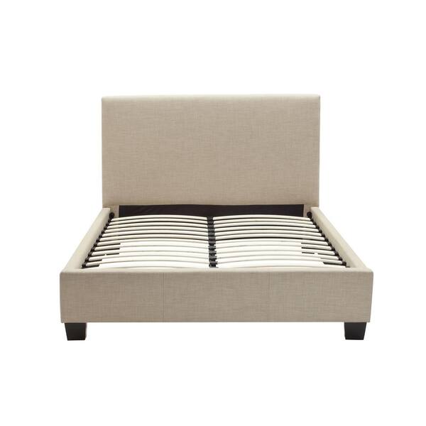 Modus Furniture Geneva St. Pierre Beige Toast Linen Queen Platform Bed with Inverted Stitching
