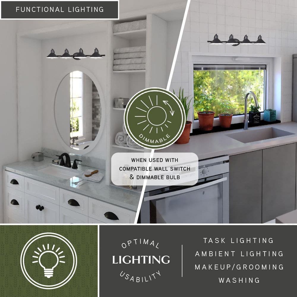 Akron 38'' Oil Rubbed Bronze and Matte White Modern Farmhouse Vanity Light