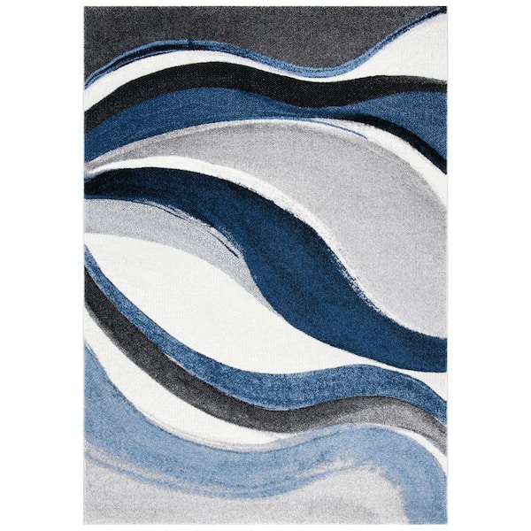 Hollywood 4 ft. x 6 ft. Gray/Blue Abstract Area Rug