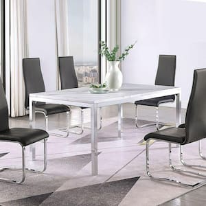 Modern Style 64 in. White and Gray Marble 4-Legs Dining Table (Seats 6)
