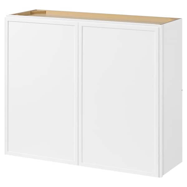 Leyton 36 in. W x 12 in. D x 30 in. H Ready to Assemble Plywood Slim Shaker Wall Kitchen Cabinet in Alpine White