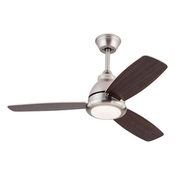 Smart Indoor Silver and 42 in. Brown Modern 6-Speed Ceiling Fan with Reversible Motor, 3-Color Integrated LED and Remote