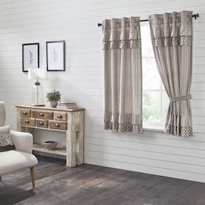 Florette 36 in W x 63 in L French Country Ruffled Light Filtering Rod Pocket Window Panel Taupe Brown Mauve Pair