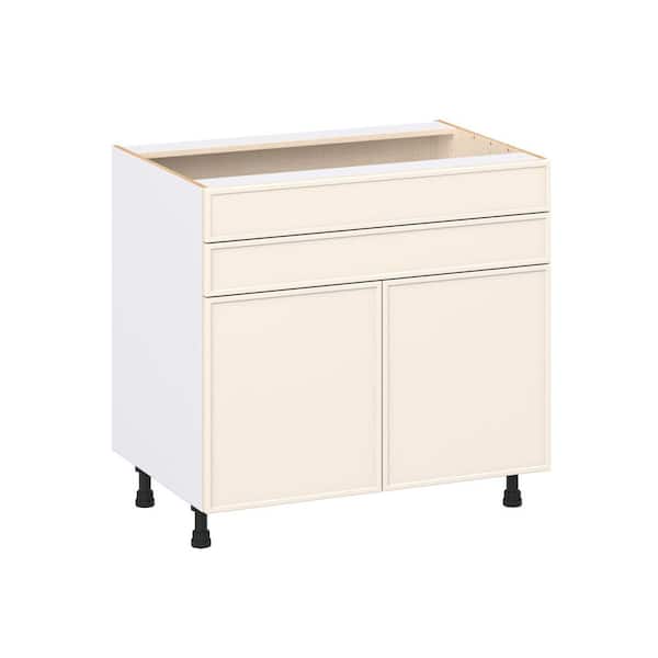 Fairview 36 in.Wx24 in.D x 34.5 in. H Assembled Slim Shaker Cooktop Base Kitchen Cabinet in Washed Linen with 2-Drawers