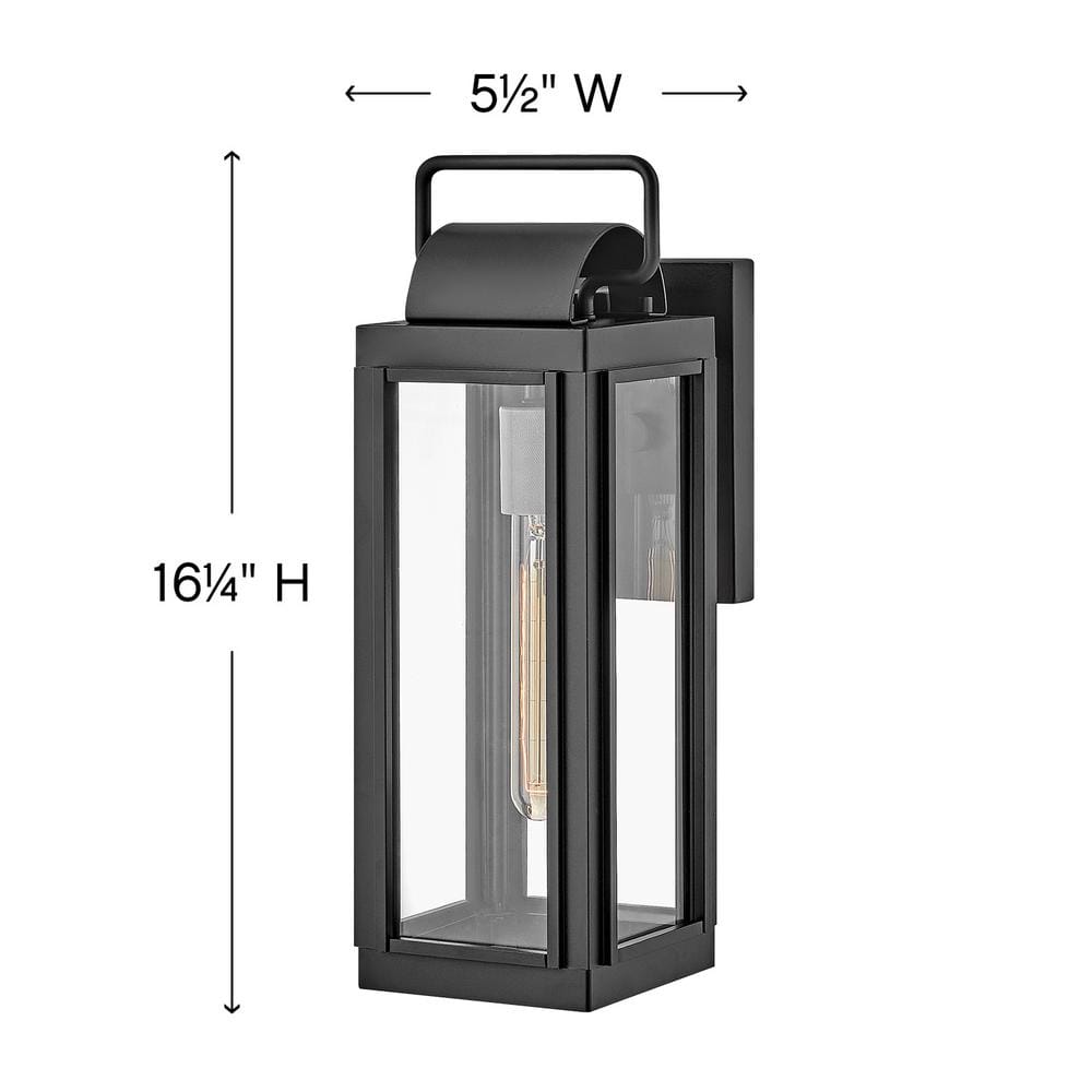 Sag Harbor Black and Bronze Outdoor Wall Lantern with Clear Glass