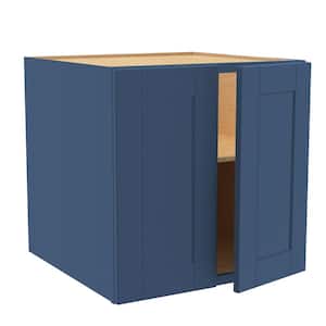 Washington Vessel Blue Plywood Shaker Assembled Wall Kitchen Cabinet Soft Close 24 W in. 24 D in. 24 in. H