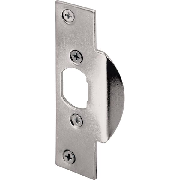 Prime-Line Security Latch Strike, 1-1/8 in. x 4-1/4 in., Stamped Steel Construction, Chrome-Plated Finish