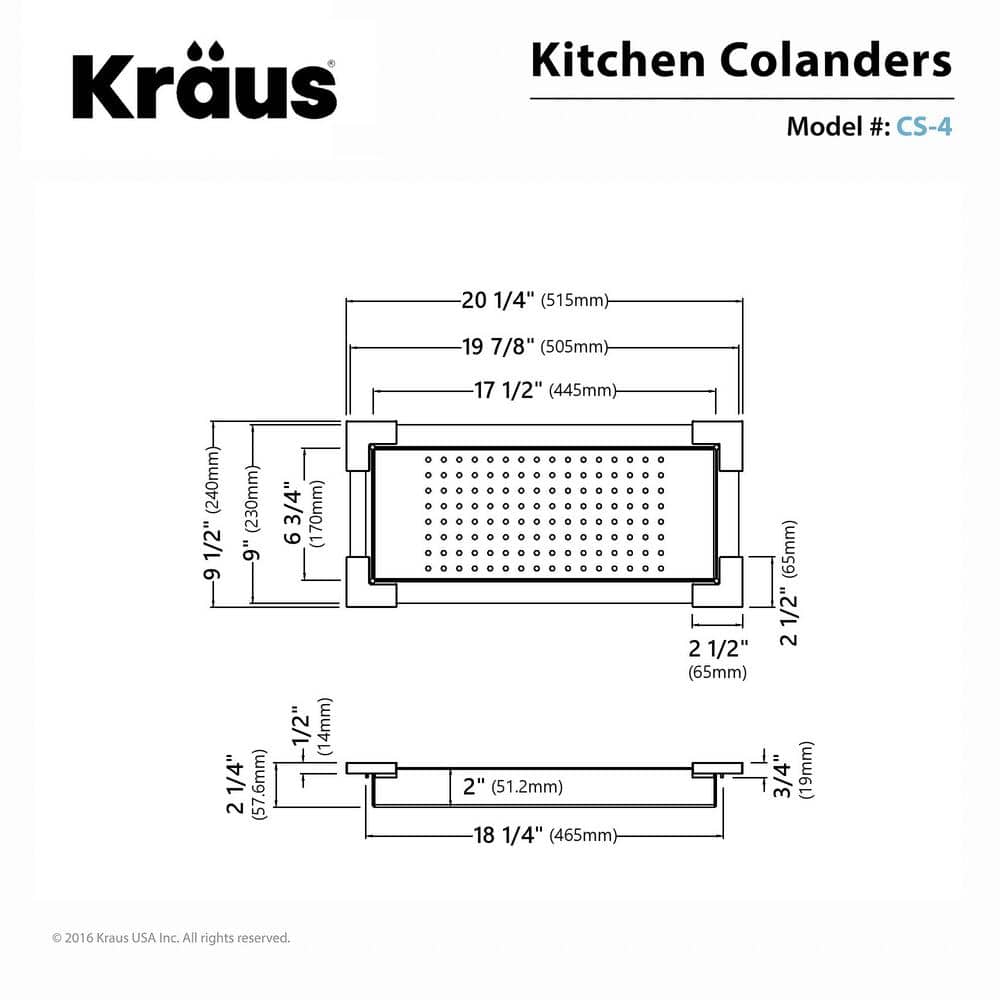 20-Inch Stainless Steel Modern Colander with Protective Cushions