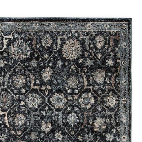 Hiy Blue, Cream and Brown 5 ft. x 7 ft. Geometric Area Rug