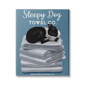 Sleep Dog Towel Co. Boston Terrier Bathroom by Brian Rubenacker Unframed Print Abstract Wall Art 16 in. x 20 in.