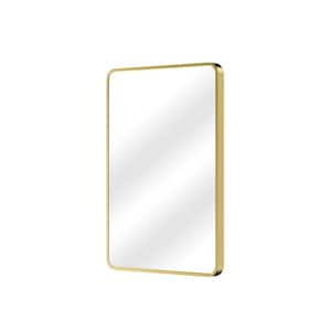 Modern 20 in. W x 28 in. H Rectangular Aluminum Framed Vertical/Horizontal Wall Bathroom Vanity Mirror in Gold