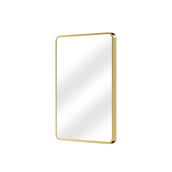 Aosspy Modern 20 in. W x 28 in. H Rectangular Aluminum Framed Vertical/Horizontal Wall Bathroom Vanity Mirror in Gold