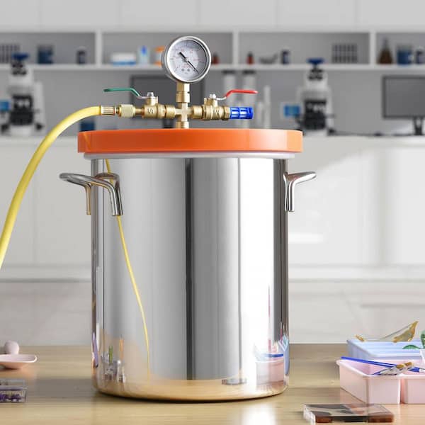 5 Gal. Vacuum Chamber, Upgraded Tempered Glass Lid Vacuum Degassing Chamber, 304 Stainless Steel Chamber