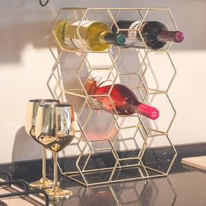 3-Tier 14-Bottle Gold Wine Rack