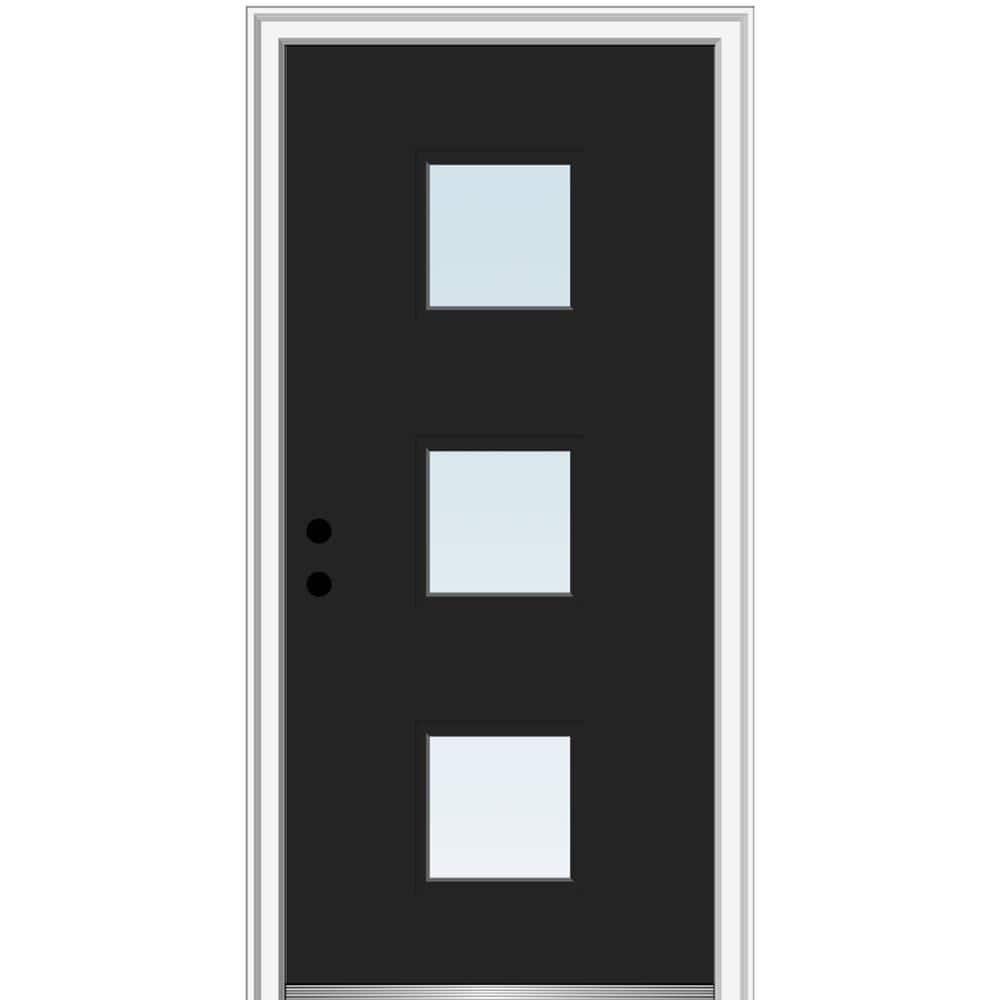 36 in. x 80 in. Aveline Right-Hand Inswing 3-Lite Clear Low-E Glass Painted Steel Prehung Front Door on 4-9/16 in. Frame price history on PriceWatchPro
