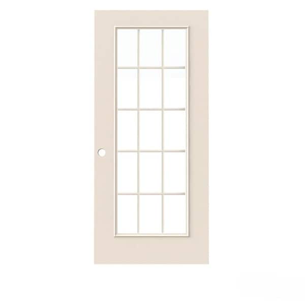 JELD-WEN 32 in. x 79 in. 15 Lite Primed Steel Universal/Reversible Front Door Slab