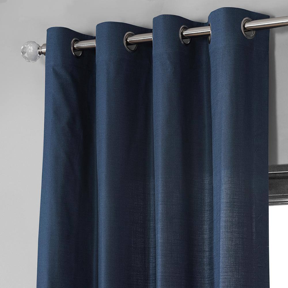 Noble Navy Cotton Light-Filtering Rod Pocket Curtains, 50W x 96L