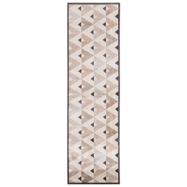 Atlas 2 ft. x 8 ft. Ivory/Beige Geometric Border Runner Rug